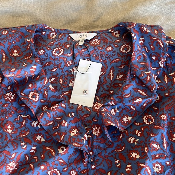 Joie Mazet Long Sleeve Cotton Top Bijou Blue Multi Size M NWT - Picture 6 of 7